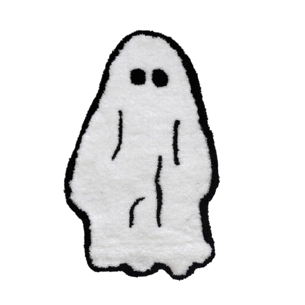 erdimoy Cute Ghost Shaped Halloween Bath Mat, Soft Fluffy Non Slip Ghost Rug Absorbent Doormat for Entryway Bathroom Bedroom Halloween Home Decor