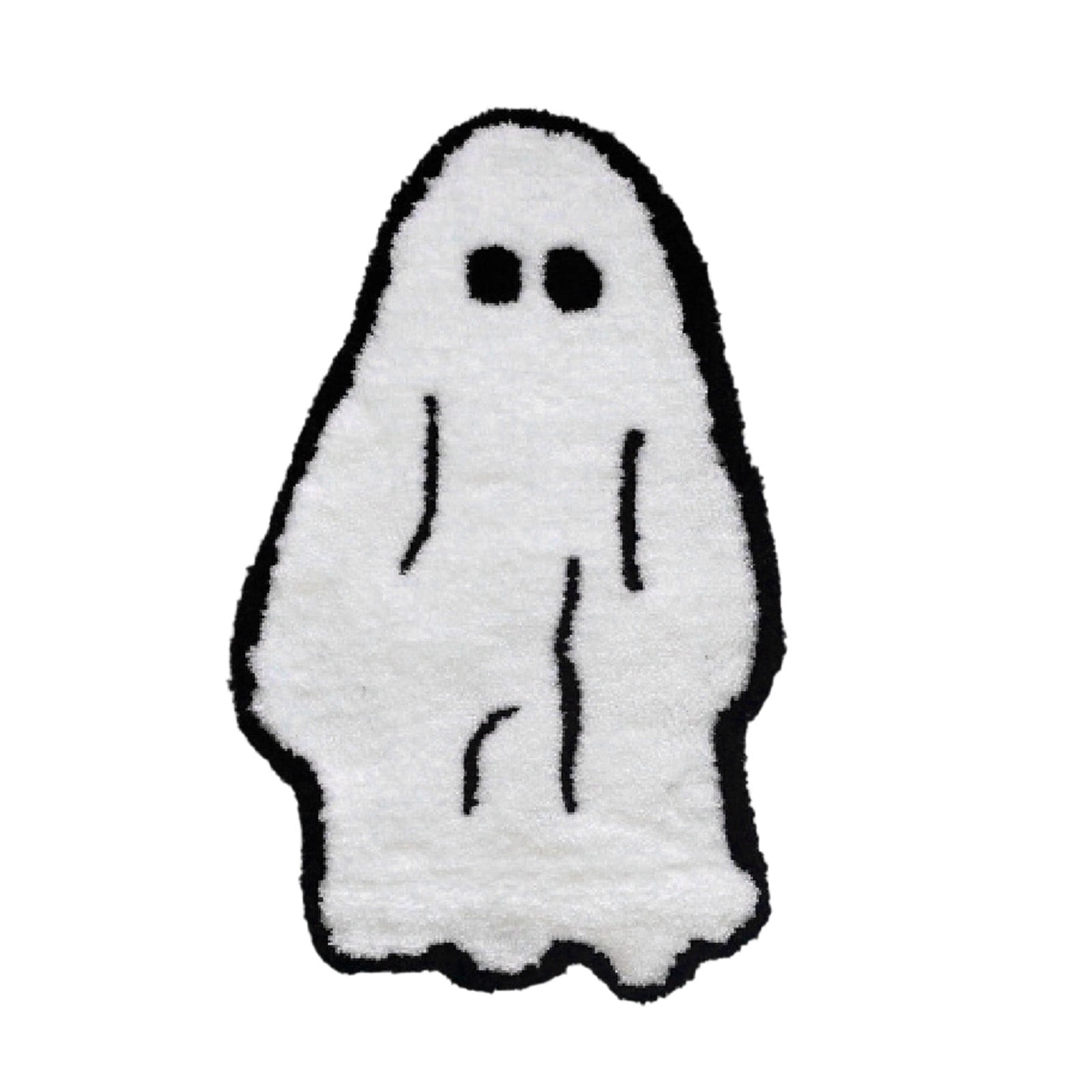 erdimoy Cute Ghost Shaped Halloween Bath Mat, Soft Fluffy Non Slip Ghost Rug Absorbent Doormat for Entryway Bathroom Bedroom Halloween Home Decor