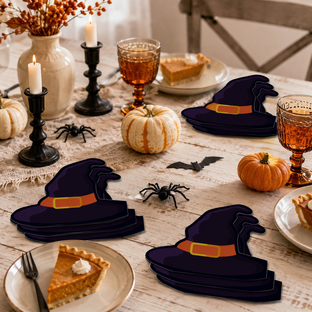 JHyouerji 20 Pack Halloween Pumpkin Disposable Paper Napkins Purple Absorbent Cocktail Dessert Napkin Holiday Party Table Disposable Decor Thanksgiving Party Supplies