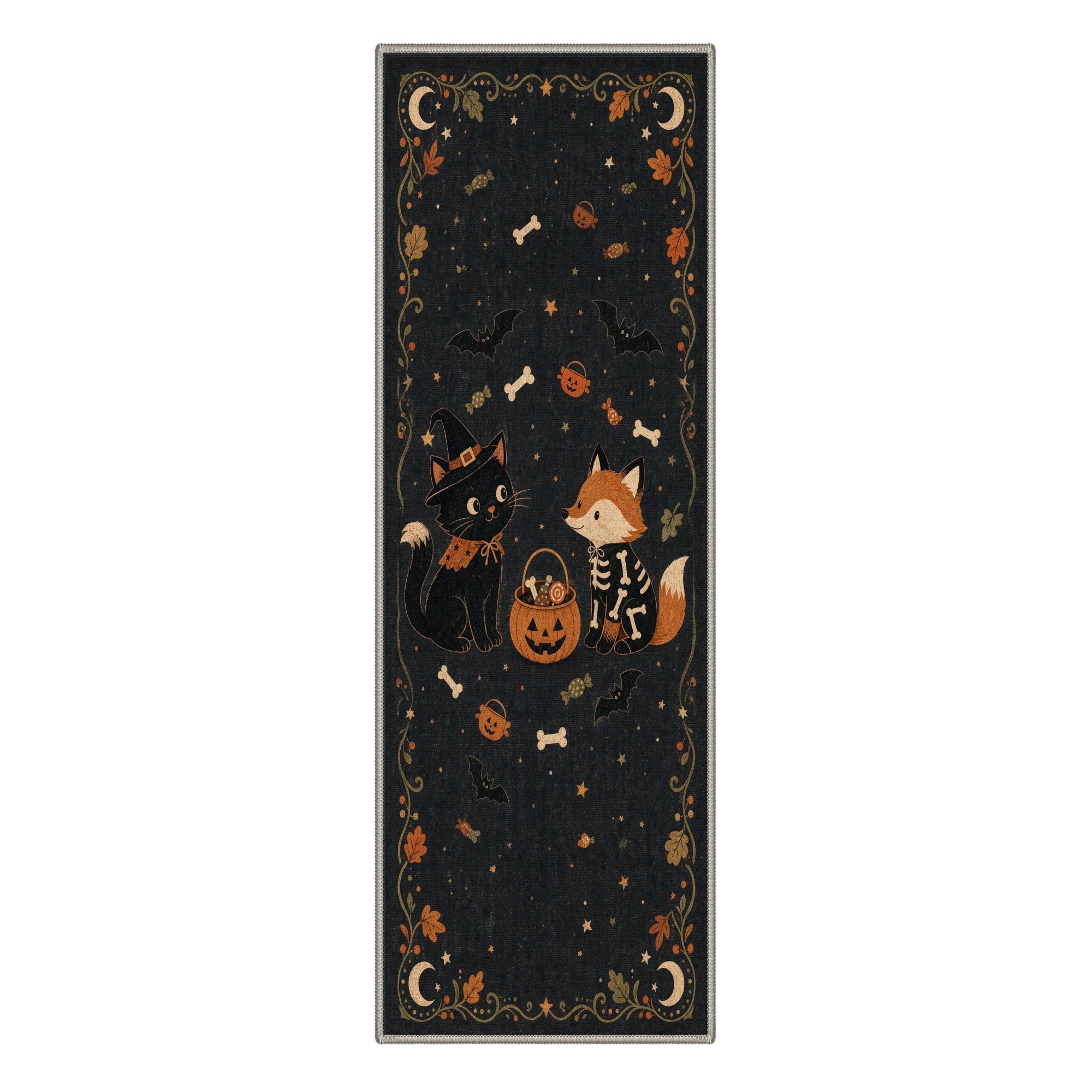 GENIMO 2'x7' Halloween Runner Rug, Washable Non Slip Soft Farmhouse Pumpkin Indoor Outdoor Hallway Runner for Porch Patio Kitchen Entryway, Vintage Sepia