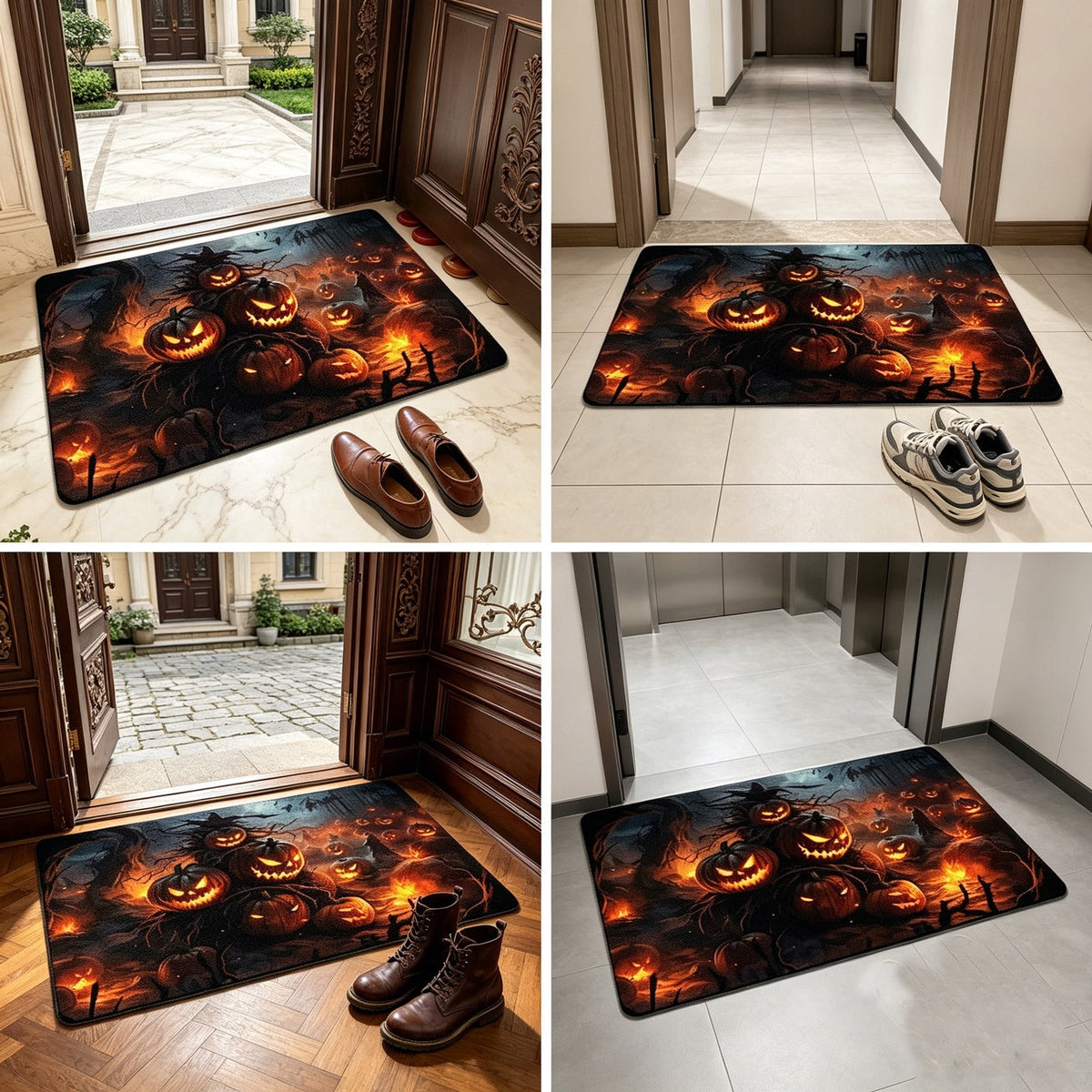 Front Door Mat Indoor Outdoor Entrance Rug, Semicircular Entrance Mat, Half Round Waterproo Non-Slip Durable Rubber Doormat for Garage, Patio, 29.5 inch