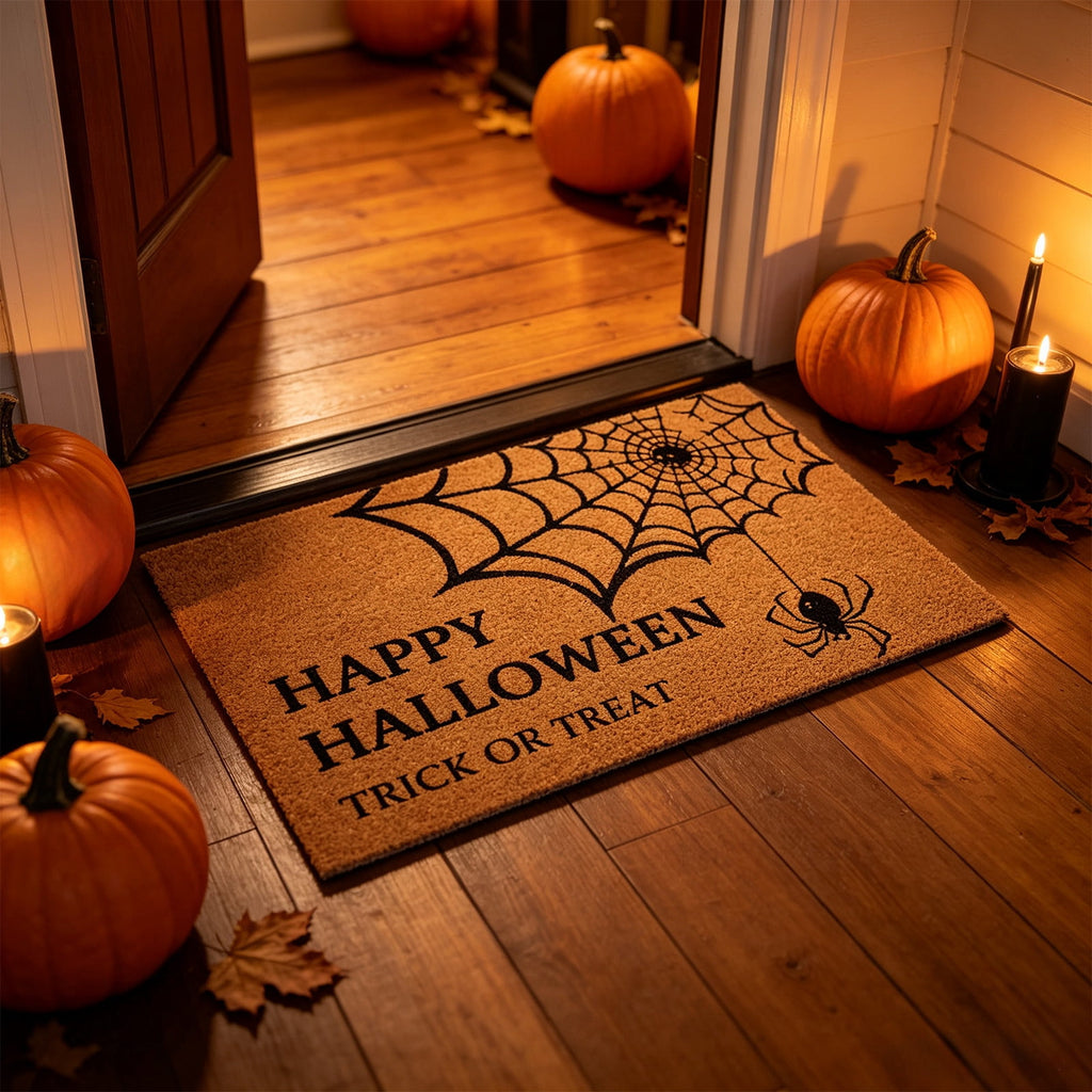 Fllostpr Halloween Pumpkin Doormat 24x16 Inch, Vintage Brown-o'-Lantern Rug Soft Non-Slip Washable Holiday Decorations for Front Door Entryway Kitchen