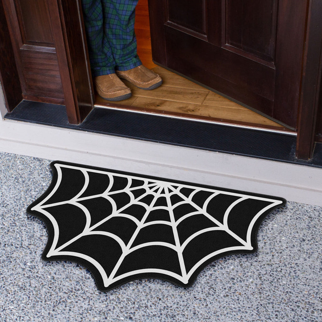 SLYNSHome Halloween Mats,31.5x15.7 Inch Spider Web Bathroom Door Mat Halloween Themed Rugs Avoid Slip Floor Mat Non-slip Pad for Front Door Hallowmas Home Decoration Supplies