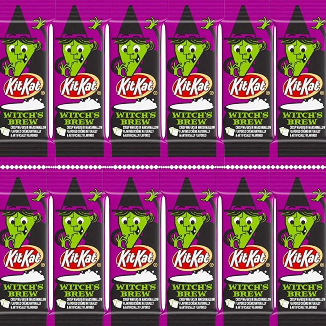 CandyKrave Kit Kat Halloween Candy Witches Brew - Assorted Milk Chocolate and Creme Snack Size Bars, Free Frosted Shipping Bag, 1 pound Bulk Bag 25 Pieces