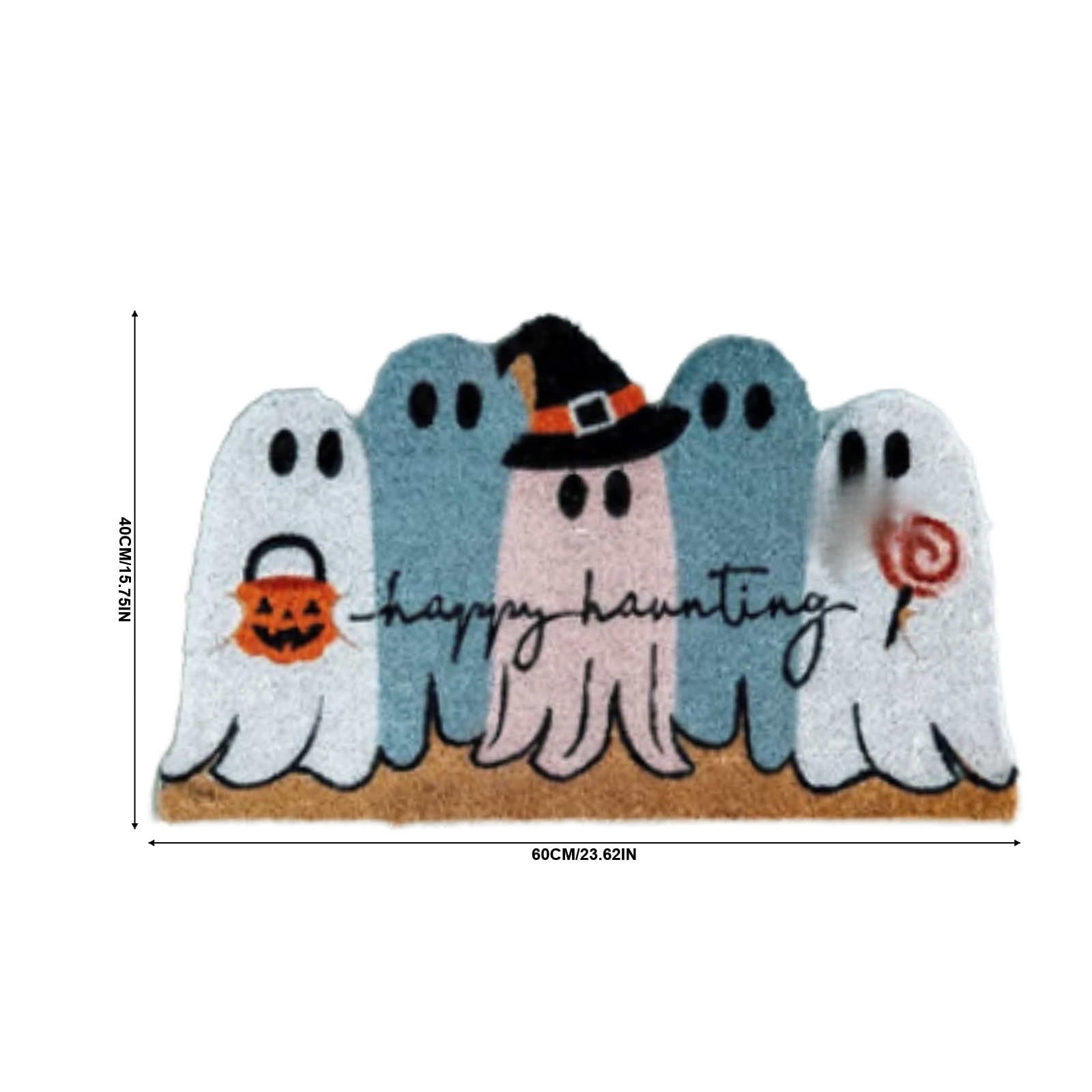 BingTong Cartoon Ghost Themed Fall Welcome Mat,Variety Spooky Adorable Ghost Shape Entryway Rug,Weather Resistant Low Profile Door Mat for Home Apartment Cafe Halloween Decoration Ghost F