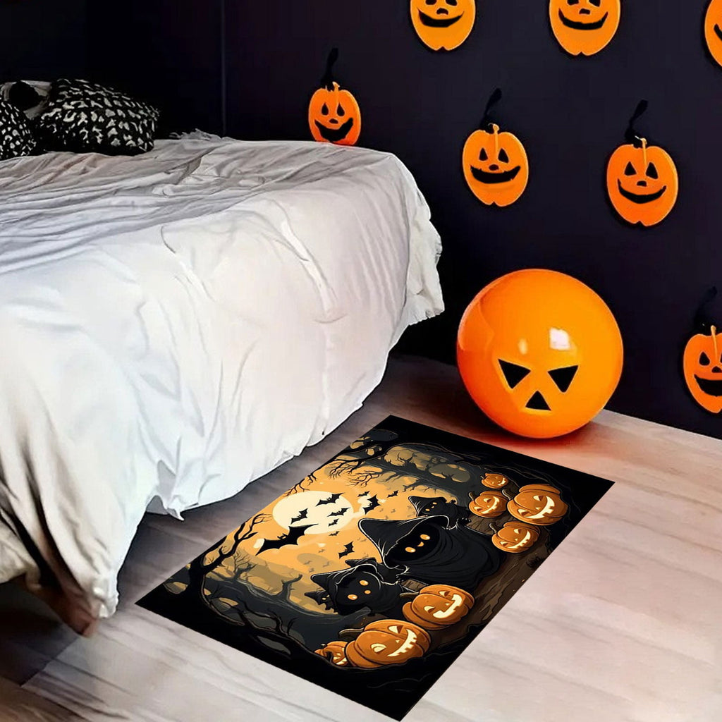Xuniizn Halloween Mat, 16X24" Velvet Halloween Door Mat for Outside Entrance, Spooky Halloween Rug for Outdoor & Indoor, Non Slip Washable Halloween Doormat, Halloween Bathroom Decor