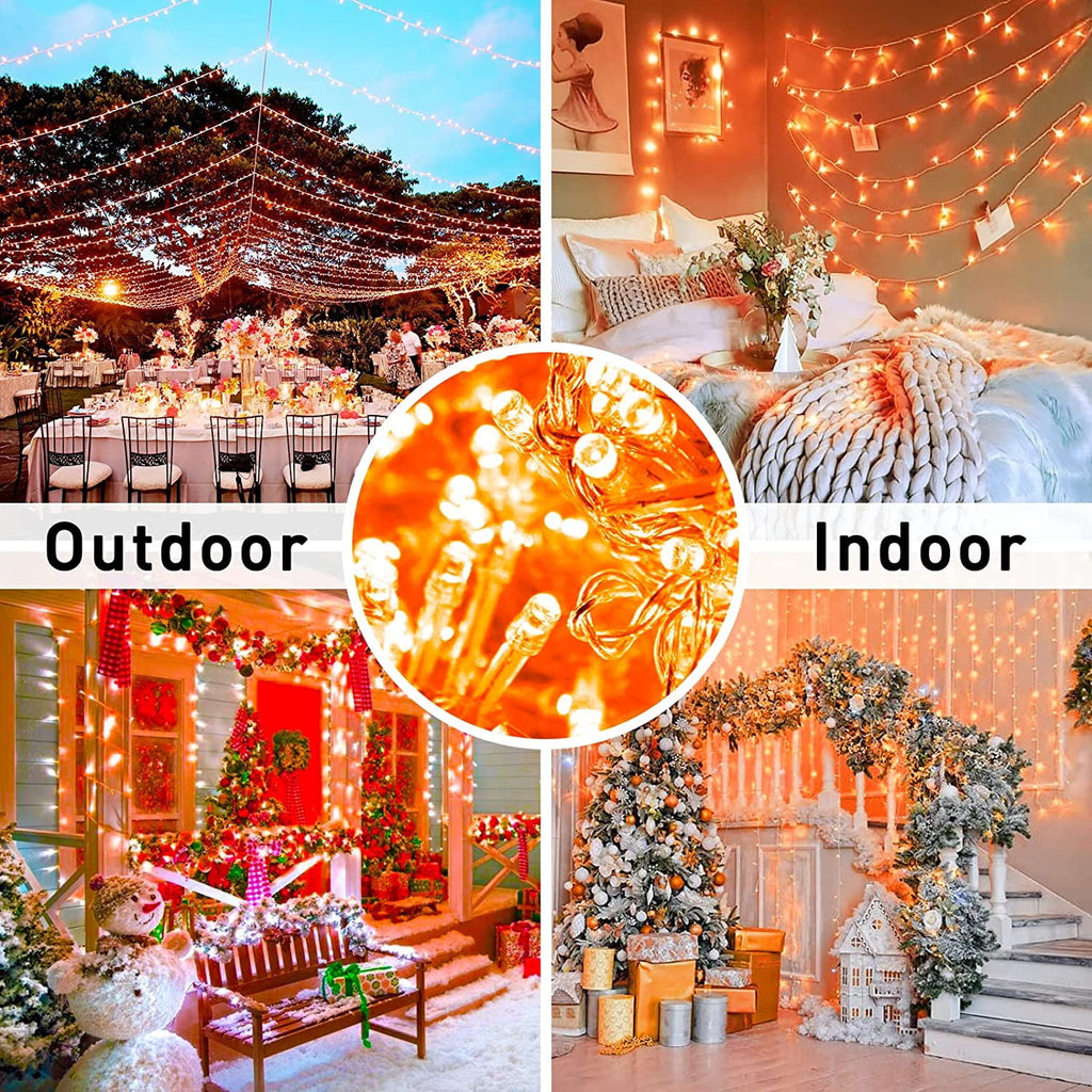 JMEXSUSS 200 LED Christmas Lights Indoor Outdoor, Connectable Warm White Christmas Tree Lights Clear Wire, 66 Ft Twinkle Fairy String Lights Plug in for Bedroom Wedding Christmas Tree Decorations