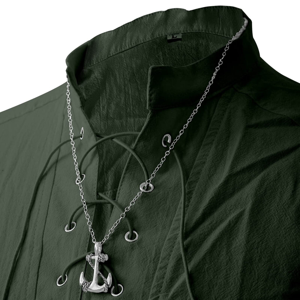 ATTBEA Mens Pirate Renaissance Costume Pirate Shirt Long Sleeves Medieval Viking Gothic Celtic Pirate Vest for Unisex Halloween Costume