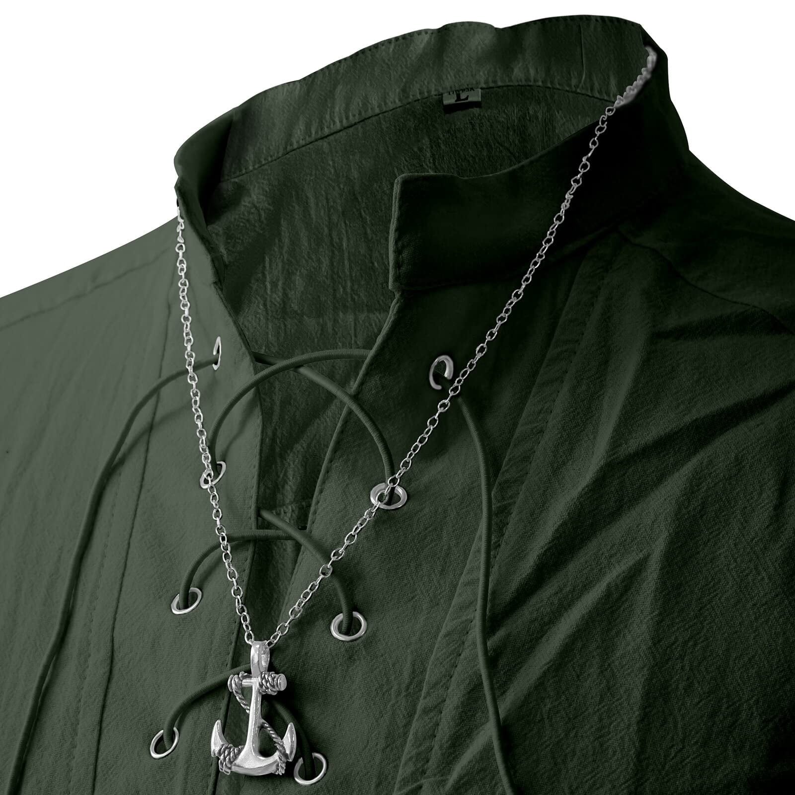 ATTBEA Mens Pirate Renaissance Costume Pirate Shirt Long Sleeves Medieval Viking Gothic Celtic Pirate Vest for Unisex Halloween Costume