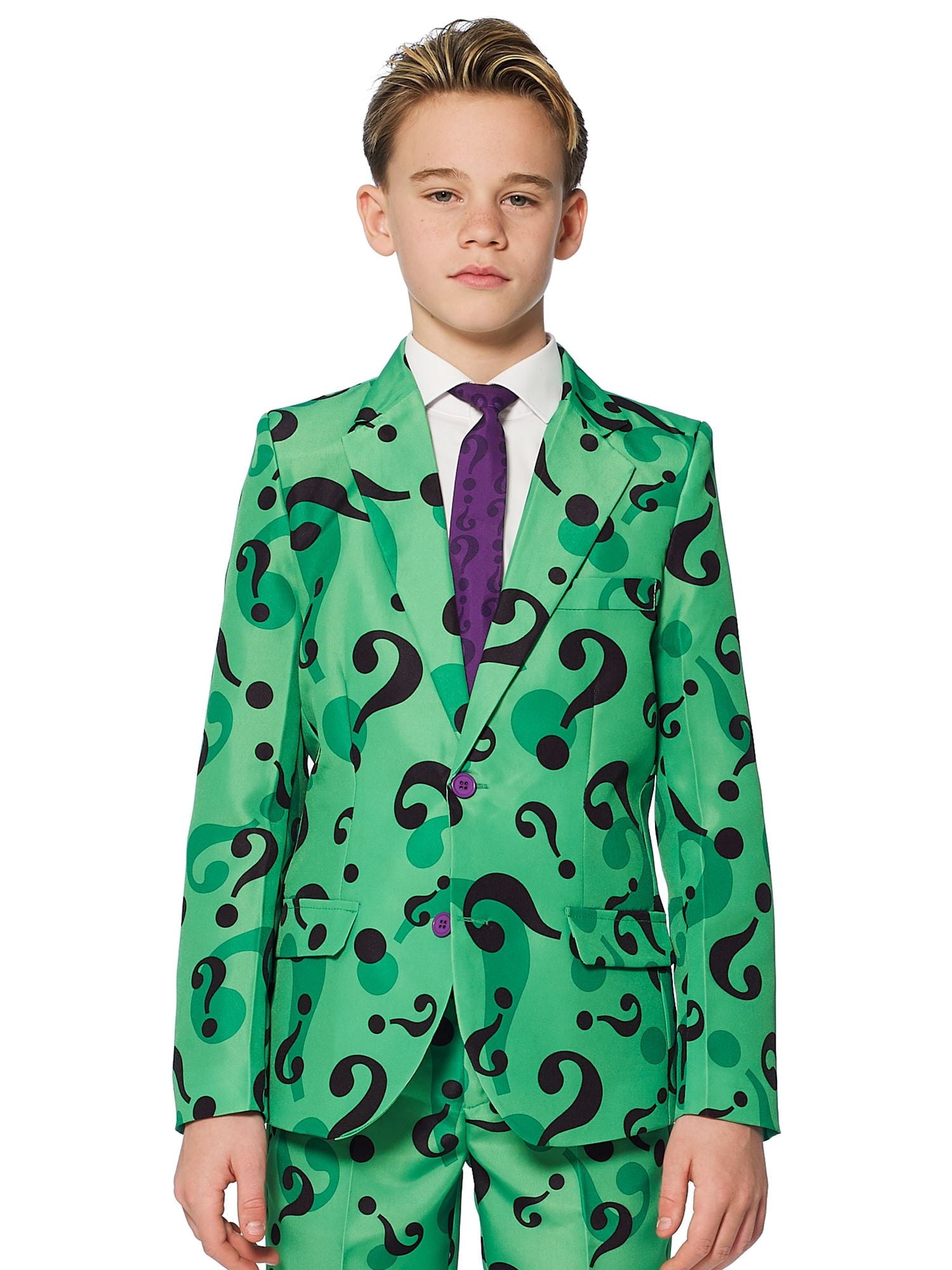 Suitmeister The Riddler Boy's Fancy-Dress with All Over Question Mark Design for Children, Size 4-6