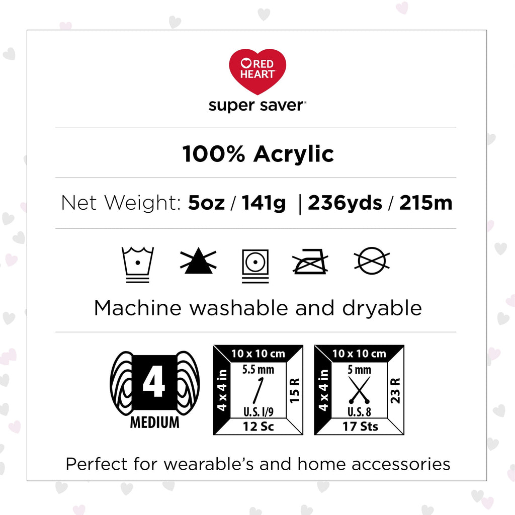 Red Heart® Super Saver® 4 Medium Acrylic Yarn, Bonbon Print 5oz/142g, 236 Yards