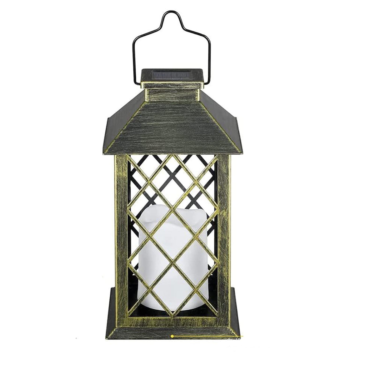 YIMWNYI Outdoor Solar Hanging Lantern with Metal Decor, LED Garden Light for Patio and Yard, Auto On/Off, IP55 Waterproof