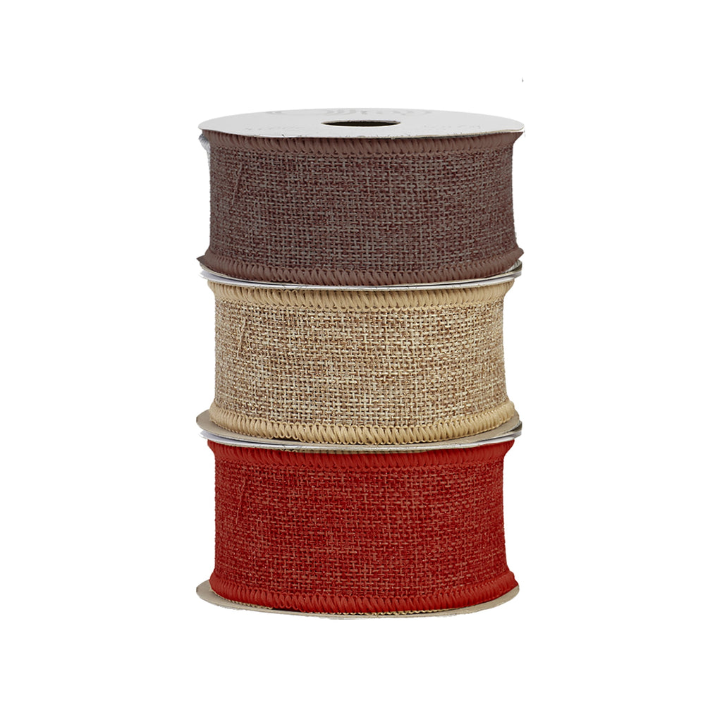 (3 pack) Offray Ribbon, Natural 7/8 inch Woven Burlap Woven Ribbon for Crafts, Gifting, and Wedding, 9 feet, 1 Each