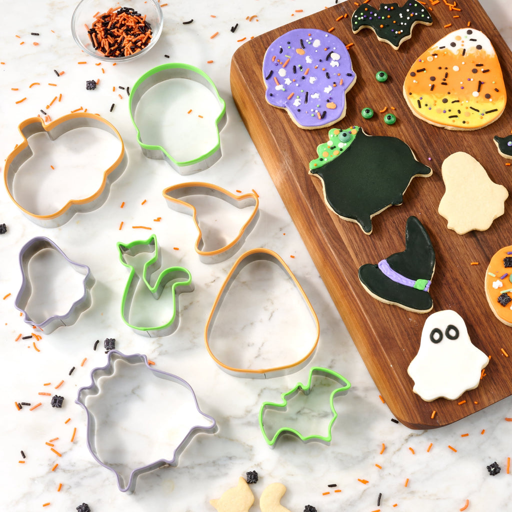 Way To Celebrate 8-Piece Stainless Cookie Cutters, Orange, Green, Purple