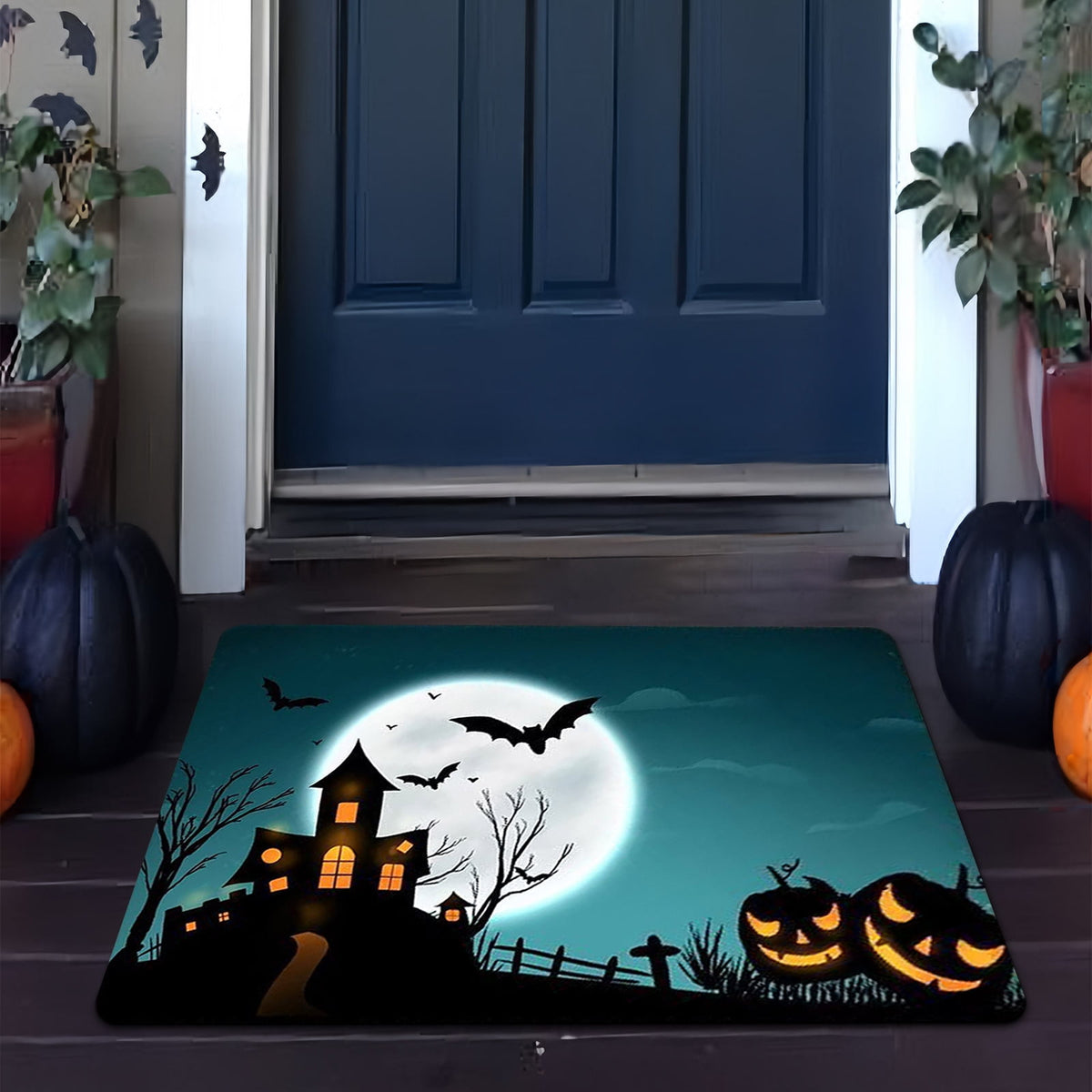 Stijggn Halloween Kitchen Rugs Halloween Mat Halloween Decorations Doormat, Welcome Mats for Front Door,Spooky Outdoor Mats for Front Door, Living Room, Bedroom, K-ids' Room