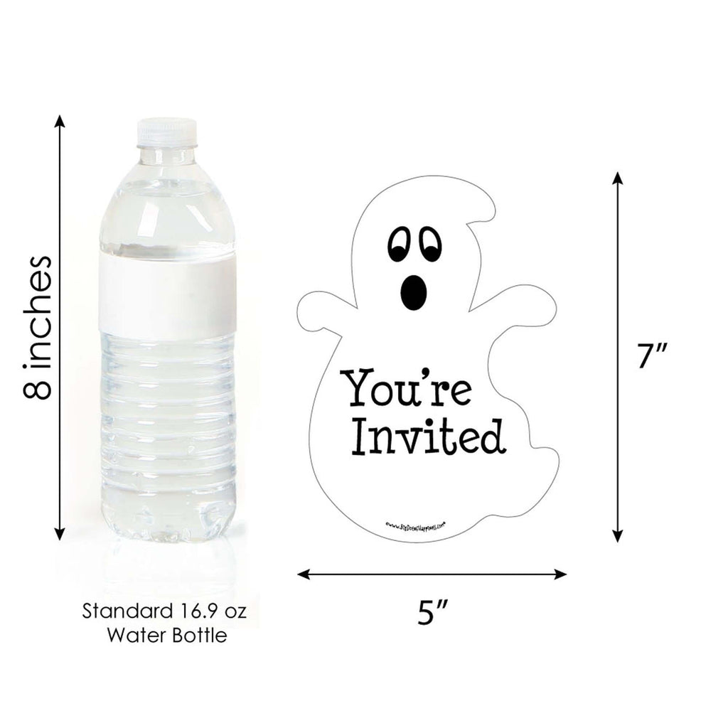 Big Dot of Happiness Spooky Ghost - Shaped Fill-in Invitations - Halloween Party Invitation Cards with Envelopes - Set of 12
