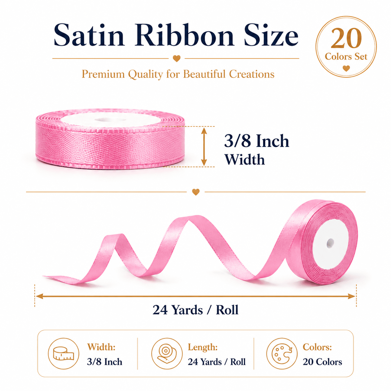 WLGJL 20 Colors 480 Yard Total, 0.4Inch x 24yds Each Rainbow Ribbon for Gift Wrapping, Crafts, Hair Bows Making, Party Decoration, Sewing, Floral Bouquets, Christmas