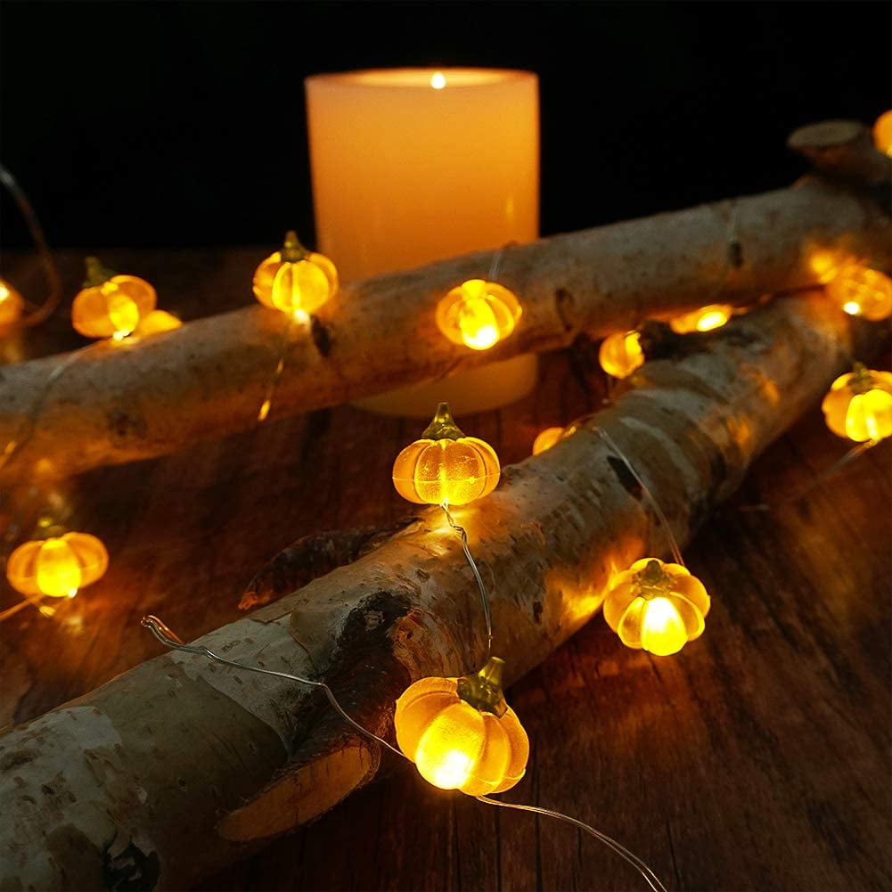 Morttic Halloween Lights 3D 10ft 30 LEDs Pumpkin String Lights Battery Powered Orange Lights for Halloween Party Indoor Fall Outdoor Harvest Thanksgiving Decorations