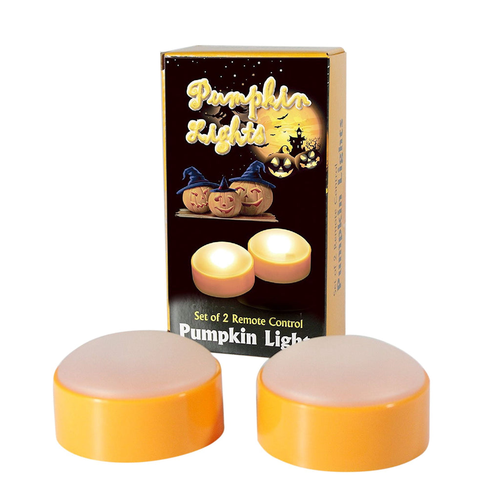 Candle Choice Set of 2 LED Pumpkin Lights with Remote and Timer, Jack-O-Lantern Light, Halloween Light, Flameless Candles for Pumpkins, Orange