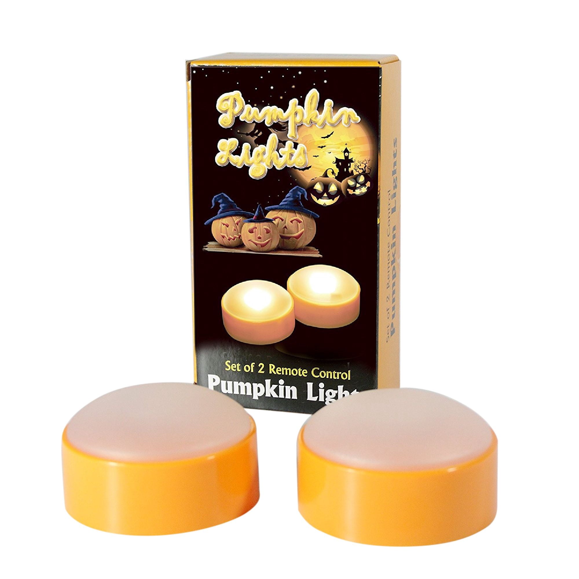 Candle Choice Set of 2 LED Pumpkin Lights with Remote and Timer, Jack-O-Lantern Light, Halloween Light, Flameless Candles for Pumpkins, Orange