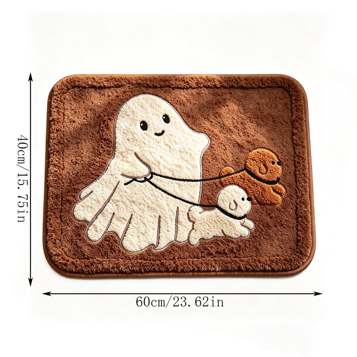 Halloween Bath Mat Ghost Multicolor Irregular Mat 27.56x17.72in Polyester Skidproof & Absorbent for Bathroom Entryway Living Room Halloween Door Mat by MPOISVA