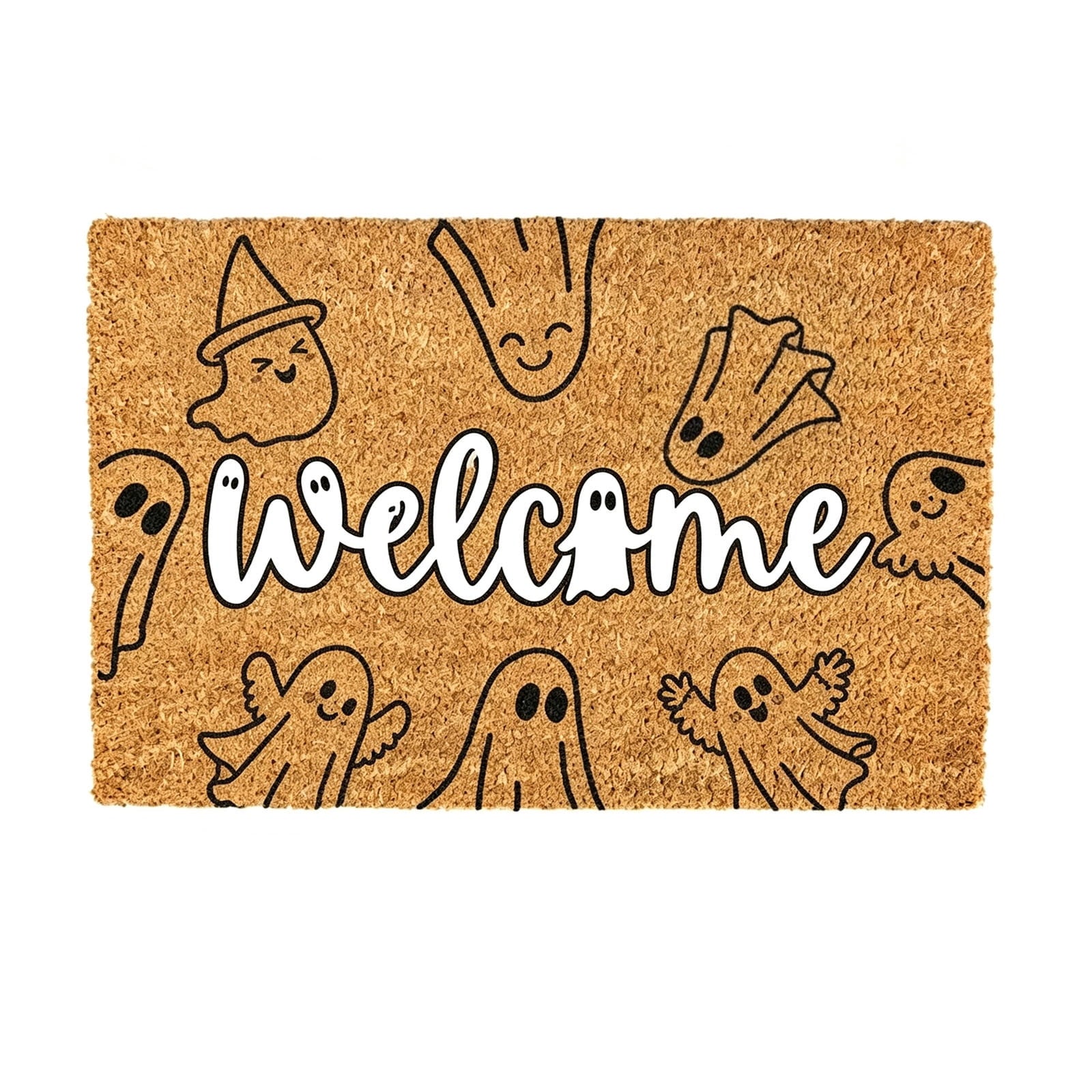 Halloween Doormat Vintage Retro Style Mat 23.6x15.7in Secure-Grip Absorbent Coir Look Entryway Rug for Front Porch Indoor Outdoor Decor by OVFUIZ