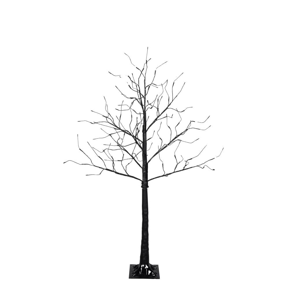 3-Pack Black Adjustable Branches Trees with Purple LED Lights, 4FT 5FT 6FT Pre-Lit Spooky Tree Set for Indoor Halloween Christmas Decor