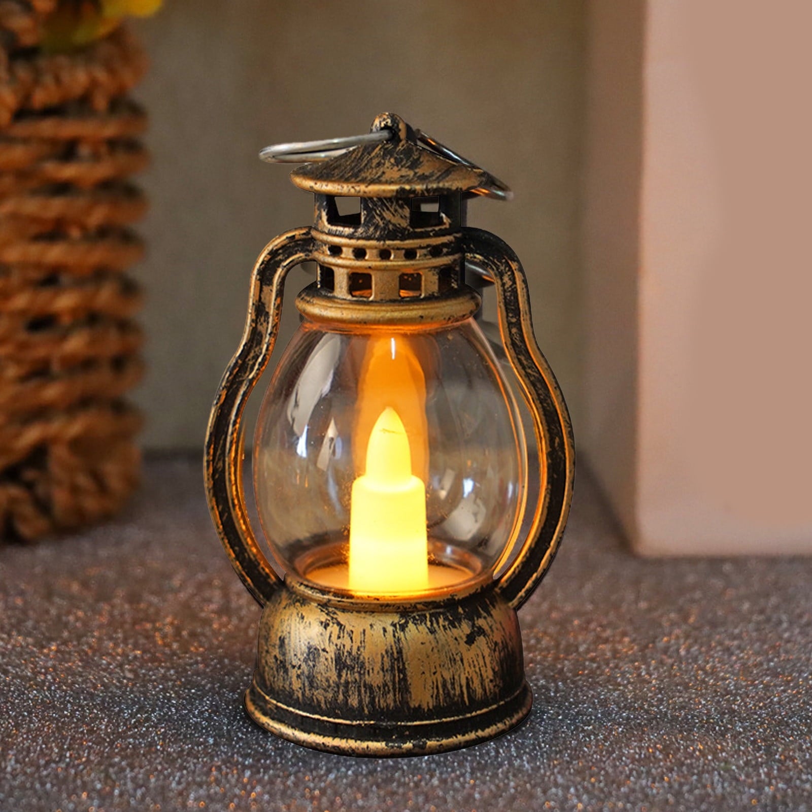 Djiypn Mini Lanterns 2Pack LED Small Lanterns Decorative Indoor Outdoor Hanging Lantern Decorative Candle Light Farmhouse Decor for Weddings Western Camping Party Halloween Christmas Decorations