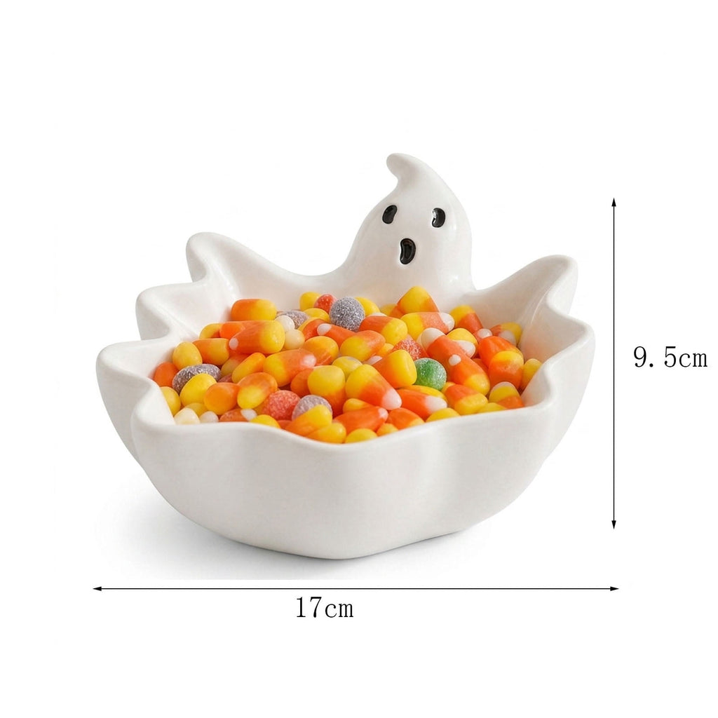 Diceymbol Halloween Pumpkin Snack Bowl Stand Collapsible Broomstick Candy Tray for Cupcakes & Desserts, Resin Serving Platter with Ceramic Pumpkin Bowls