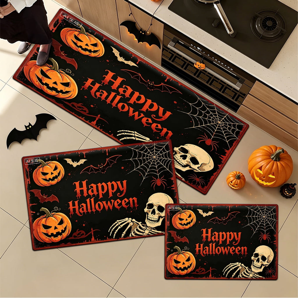 YIMEIS Halloween Pumpkin Lanterns 1Pc Flannel Mat and Kitchen Rugs,Soft Non-slip,Perfect for Home Bathroom