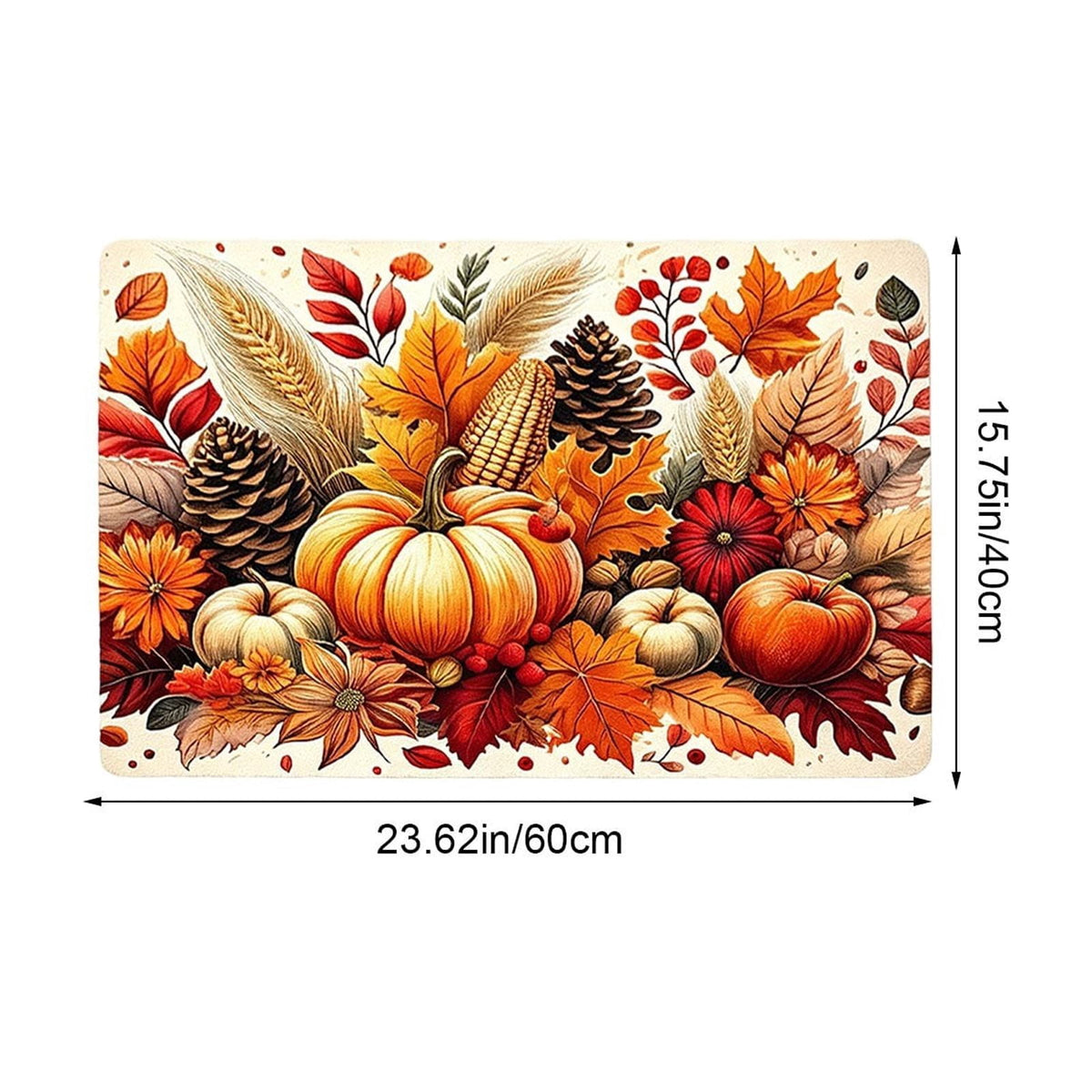syligr Halloween Thanksgiving Doormat with Maple Leaf & Pumpkin Patterns - Non-Slip Floor Mat for Entryway, Kitchen, Porch, Fall Harvest Decor Rug with Anti-Fatigue Backing, Gift for Thanksgiving