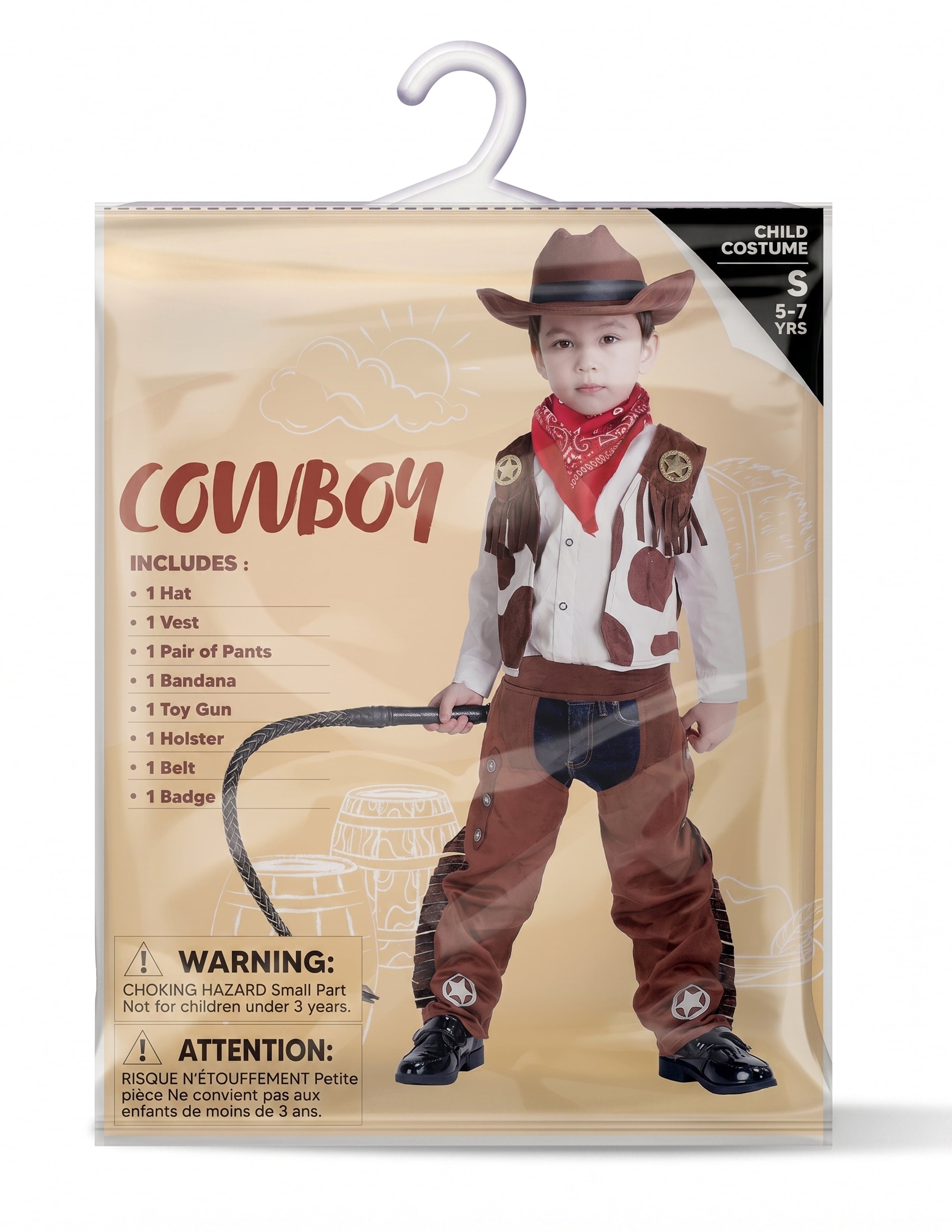 Joyfy Halloween Cowboy Costume for Boys, Kids Cowboy Costume Set, Brown Western Style Cowboy Outfit with Cowboy Hat for Toddler Dress-up Party Cosplay