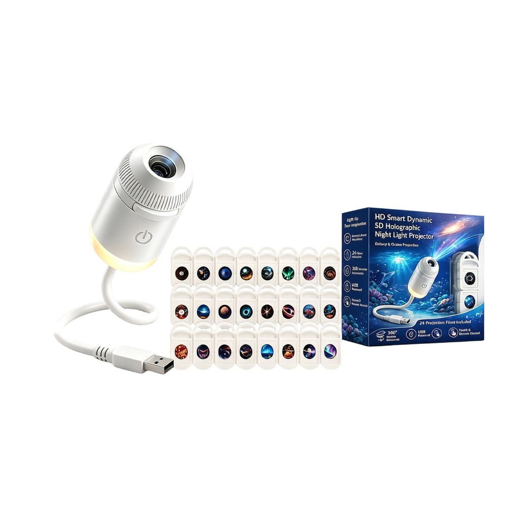 2026 New Upgraded 4K Smart Dynamic 5D Holographic Night Light Projector, 2-in-1 Galaxy & Ocean Star Ceiling Projector with 24 HD Films, 360° Flexible USB Powered Lamp for Bedroom Decor & Car GIft