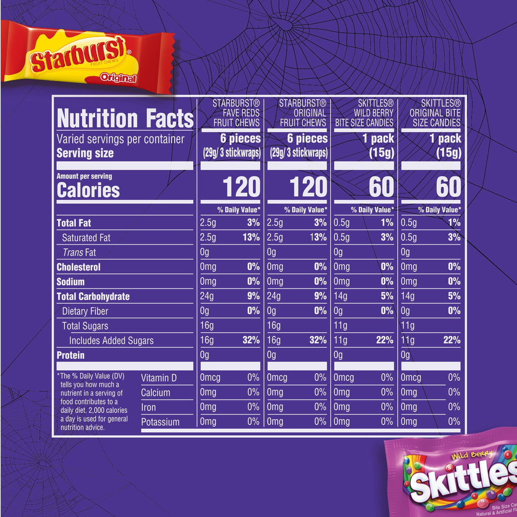Skittles & Starburst Fun Size Chewy Halloween Candy Variety Pack - 200 Ct Bulk Bag