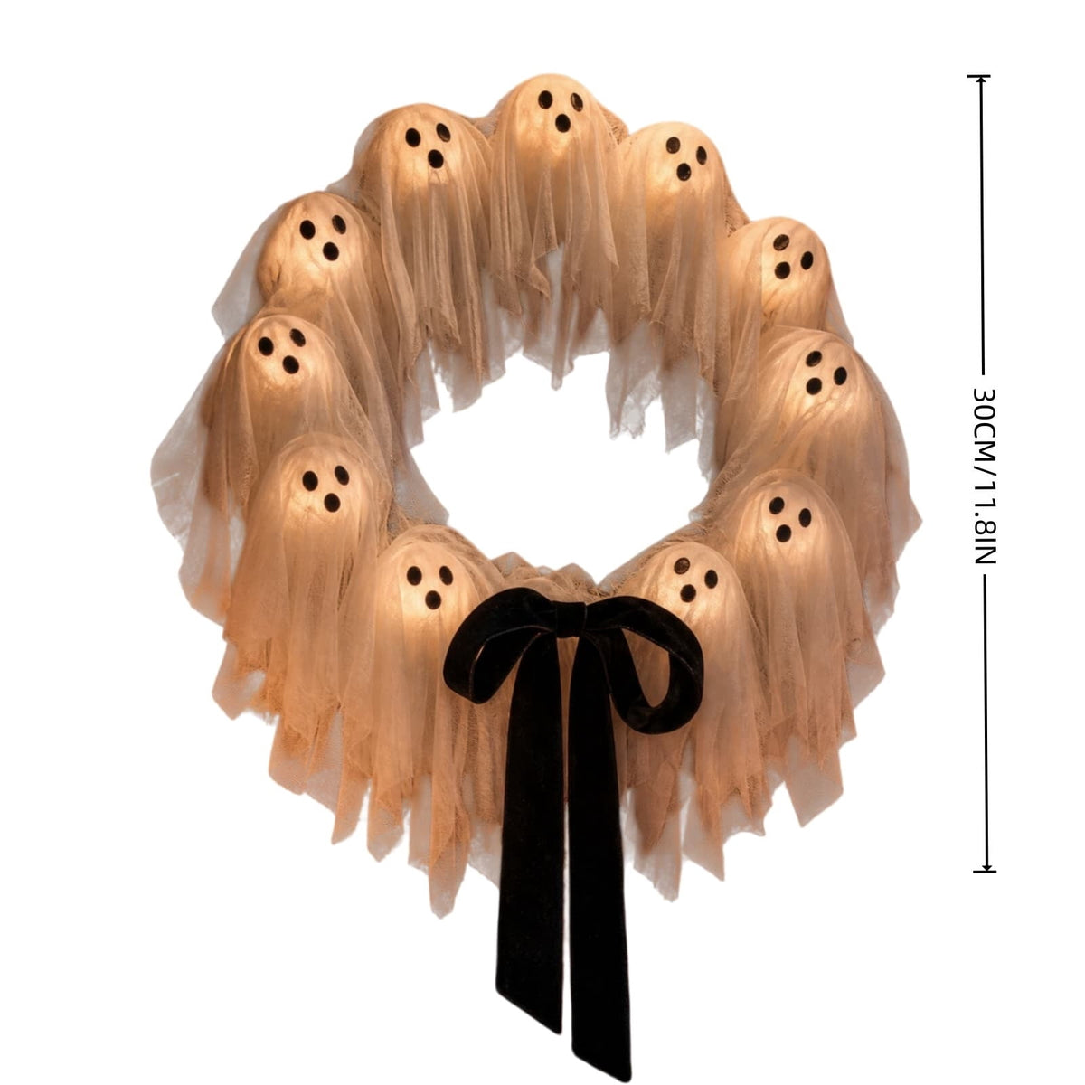 Gcvizuso Halloween Crescent Floral Wreath, Orange Red Rose Hydrangea Fall Front Door Decor for Autumn Harvest Celebration