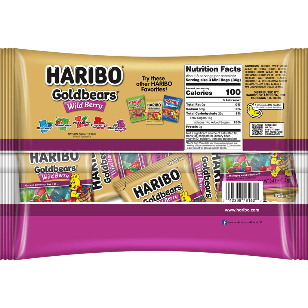 HARIBO Goldbears Halloween Gummies Wildberry Assorted Berry Flavor Gummy Candy, 9.5oz Bag