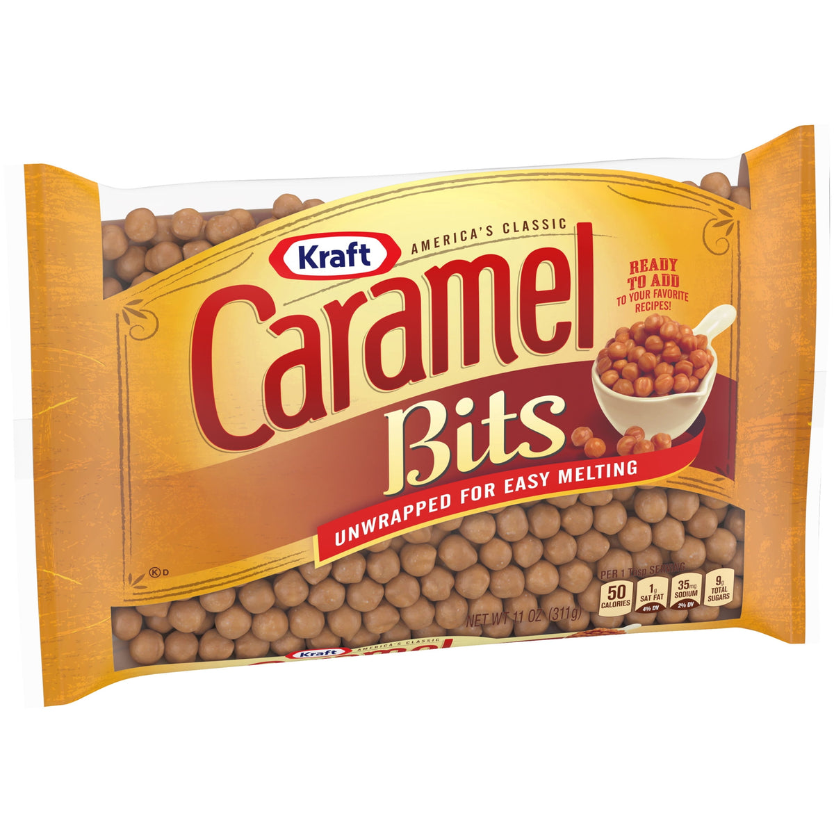 Kraft America's Classic Unwrapped Candy Caramel Bits for Easy Melting, 11 oz Bag
