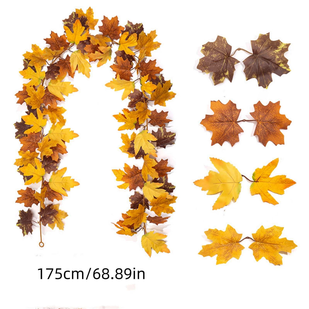 WKSCLPAI Halloween Maple Leaf Garland, Fall Vine Wreaths for Autumn Festivities Decor,Seasonal Garlands for Home,Halloween & Fall Decorations