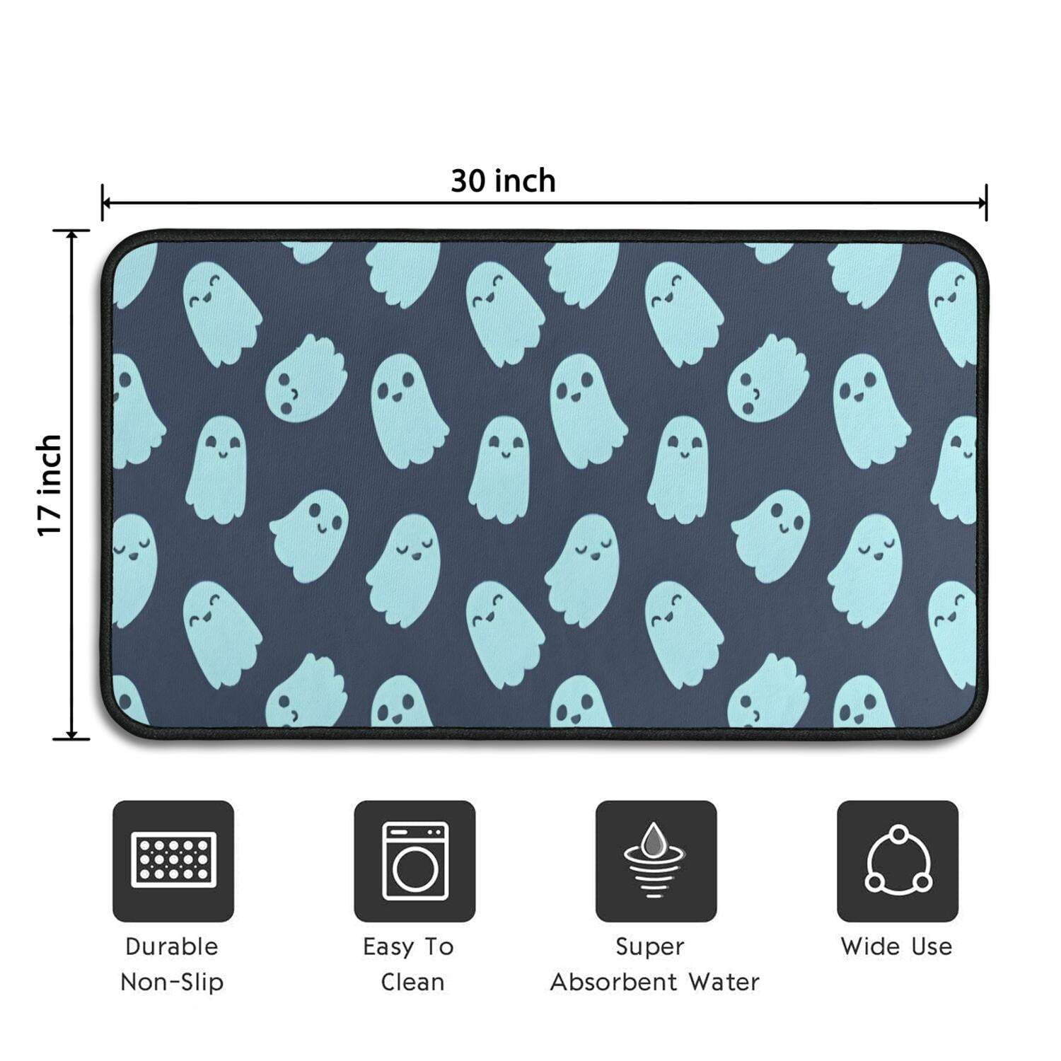 Halloween Ghost Pattern Door Rugs,Washable Non Slip Door Mats Indoor,Decorative Door Mats,Entry Mat Indoor for Entrance,Bedroom,Kitchen,Bathroom,30"x17"