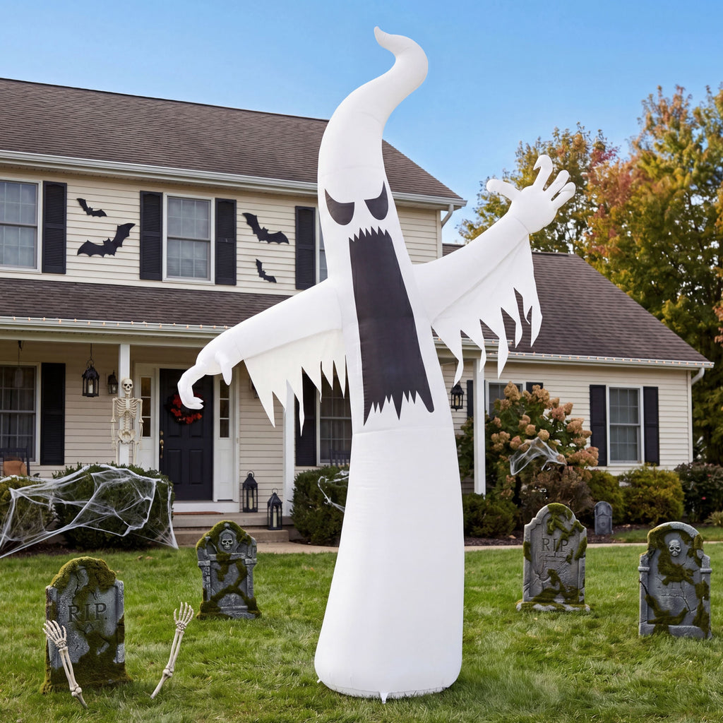 Joyfy 12 ft Halloween Inflatable Outdoor Ghost,Giant Ghost Blow Up Decor with Built-in LED Lights,inflatables with Build-in LEDs,Spooky Outdoor Decorations for Yard & Lawn