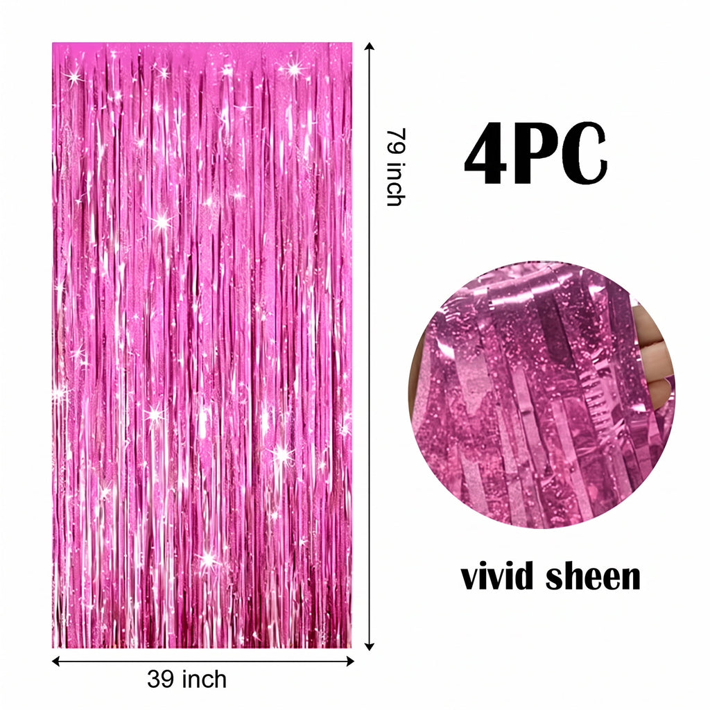 Sm:)e 2-Pack Light Bright Silver Foil Fringe Curtains for Events - Birthday, Wedding, Graduation, Christmas, Baby Shower, various festivals Decor Photo Booth Fun!