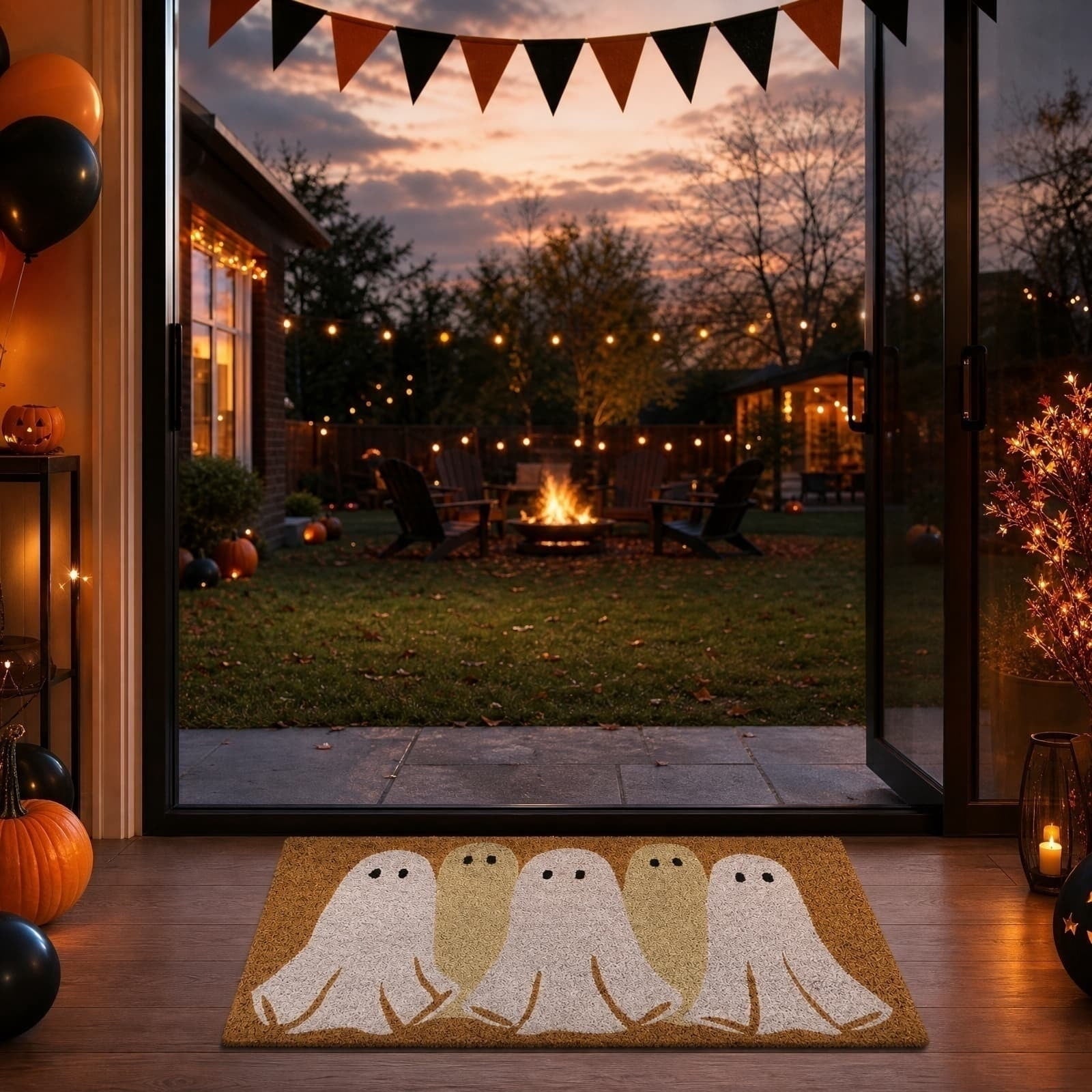 Halloween Pumpkin Placemats Set of 4, 12x18 Inch Pumpkin and Black Cat Table Mat, Washable Heat Resistant Place Mats for Kitchen Dining Table, Spooky Themed Decoration for Home, A