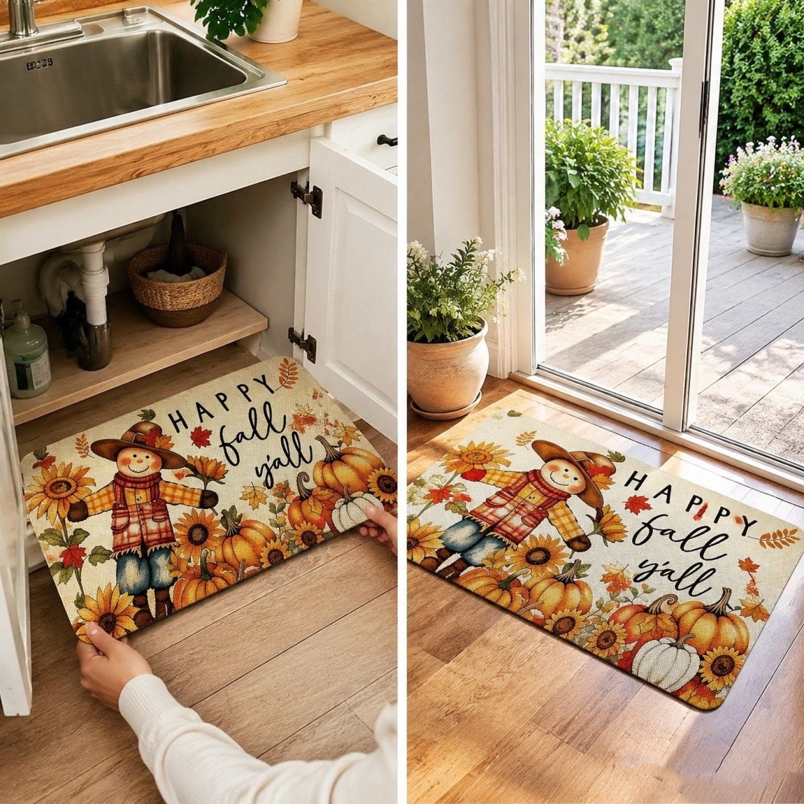 Autumn Door Mat for Entryway, 16x24 Inch, Fall-Themed Floor Doormat for Home Decor, Non-Slip Rug Mat for Living Room, Kitchen, Bedroom, Gifts for Fall Lovers (E)