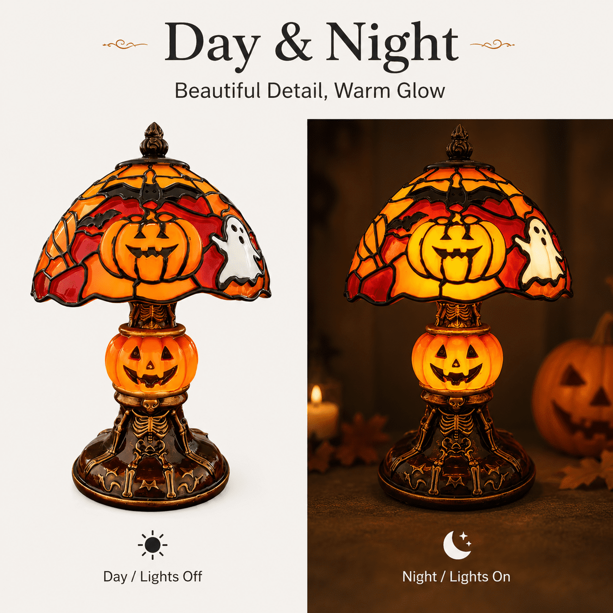 Diceymbol Halloween Decorations and Fall Decor, Halloween Venue Decoration Ghost Props LED Illuminated Ghost Decorations for Tabletop, Mantel, Shelf Indoor Outdoor 9.05 inch
