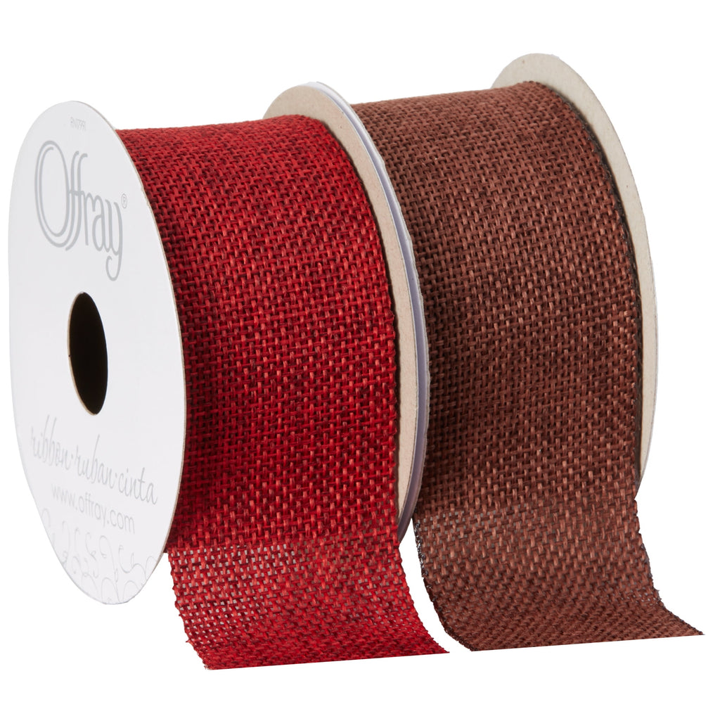 Offray Ribbon, Torrid Orange 1 1/2 inch Woven Burlap Woven Ribbon, 9 feet