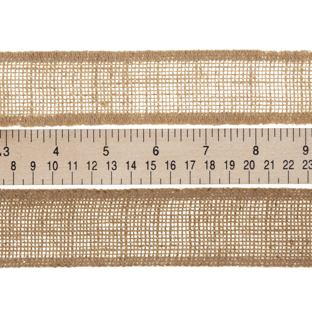 Love, Laugh, Craft Burlap Ribbon Set, 1.5"W x 3-Yds, Natural/White Stripe