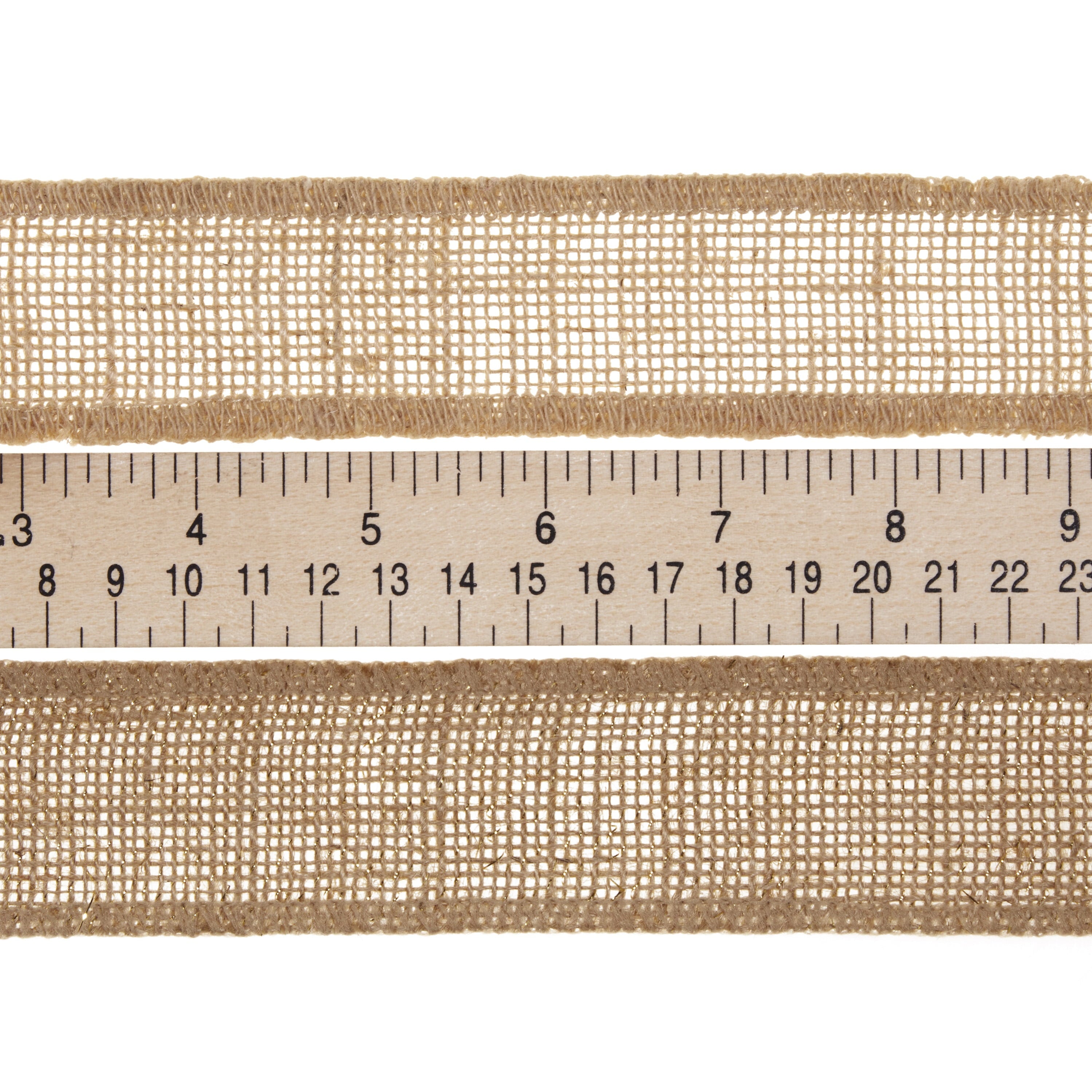 Love, Laugh, Craft Burlap Ribbon Set, 1.5"W x 3-Yds, Natural/White Stripe