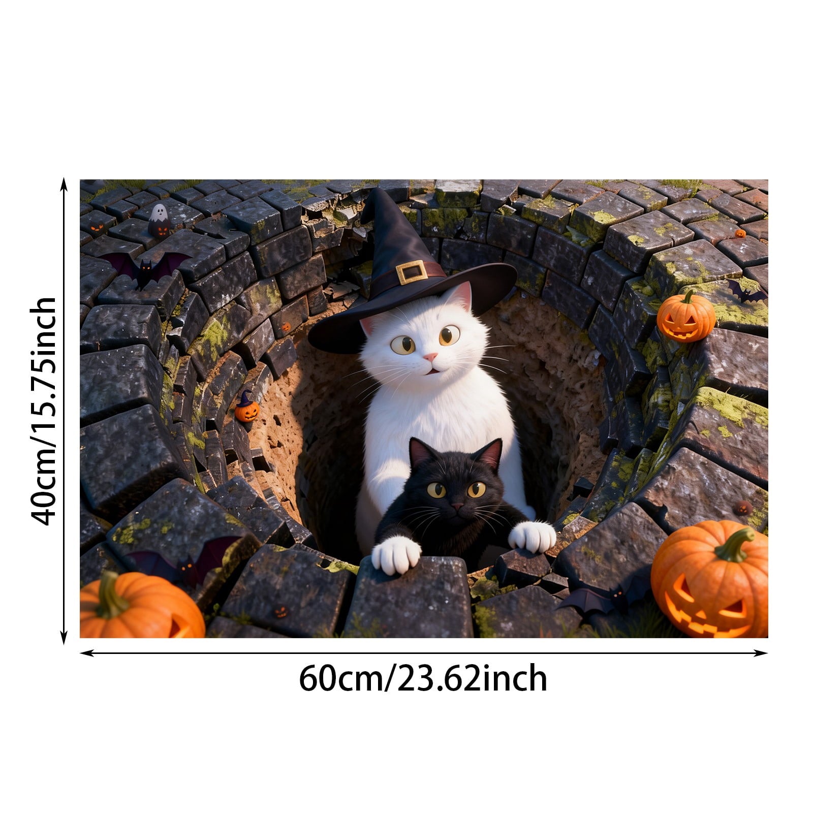3D Optical Illusion Halloween Doormat Visual Trap Hole Design Non Velvet Entryway Rug Washable Floor Mat