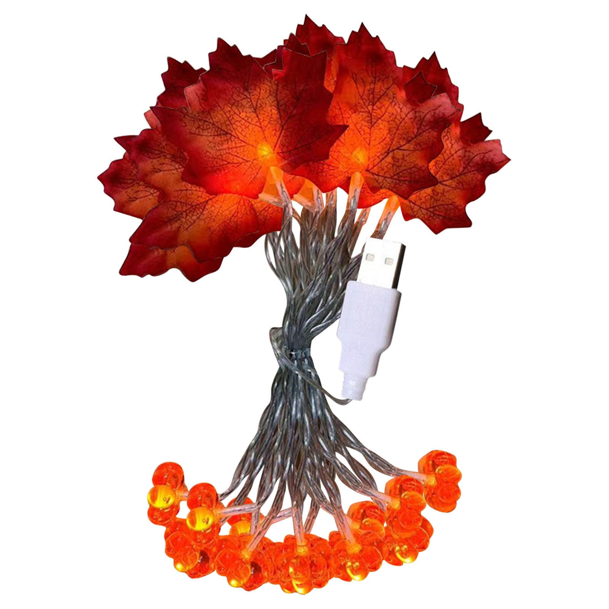 Btomtd 118.11 inch Pumpkin and Maple Leaf Lantern String Light Halloween Thanksgiving Decorative Light for Autumn Festival Porch Pathway or Table Decor, Orange