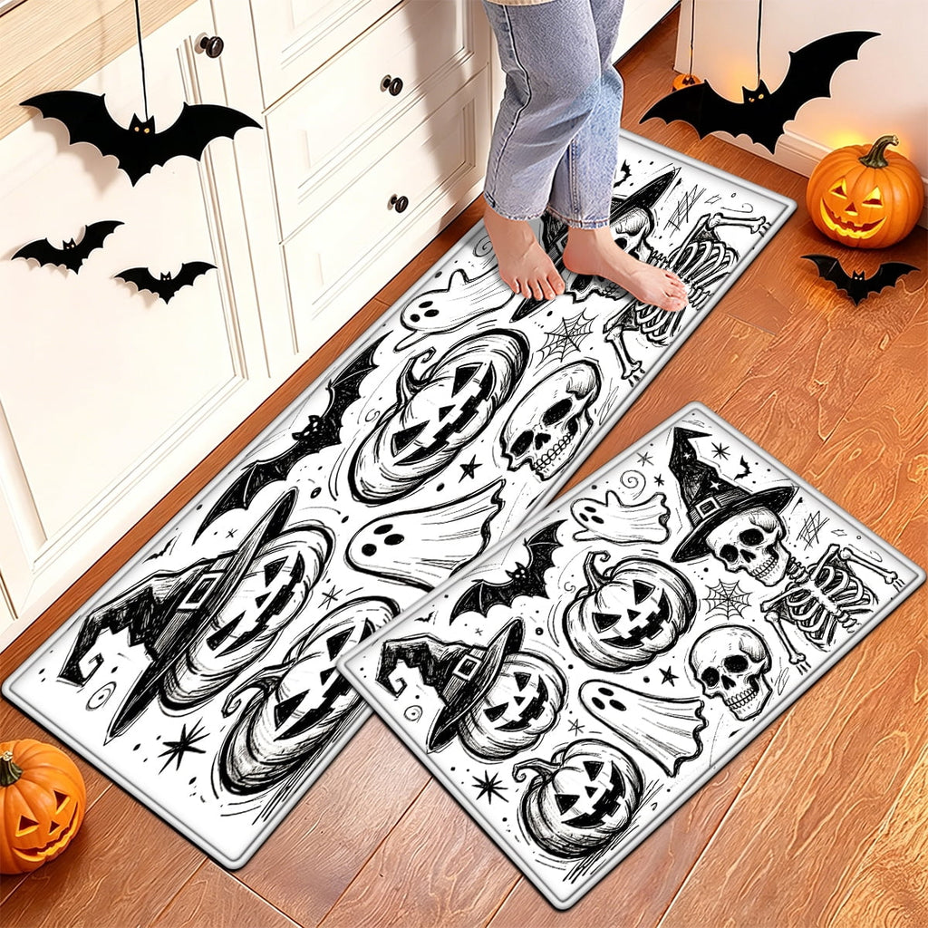 YIMEIS Halloween Pumpkin Lanterns 1Pc Flannel Mat and Kitchen Rugs,Soft Non-slip,Perfect for Home Bathroom